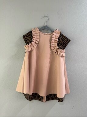 Fendi Pink Dress with Monogram Cap Sleeves